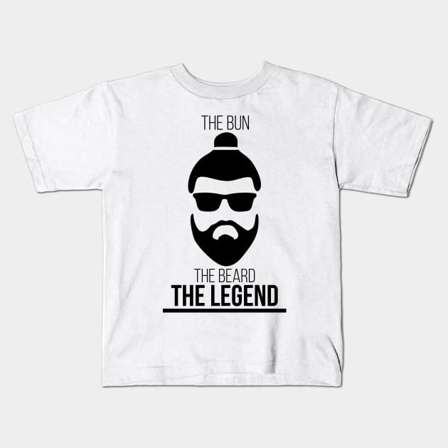 The bun, the beard, the legend Kids T-Shirt by Mandz11